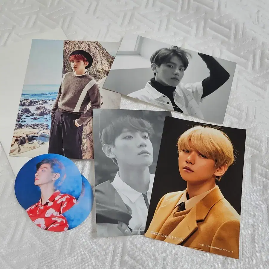 EXO 백현 엽서, 4x6 포토, 원형 스티커