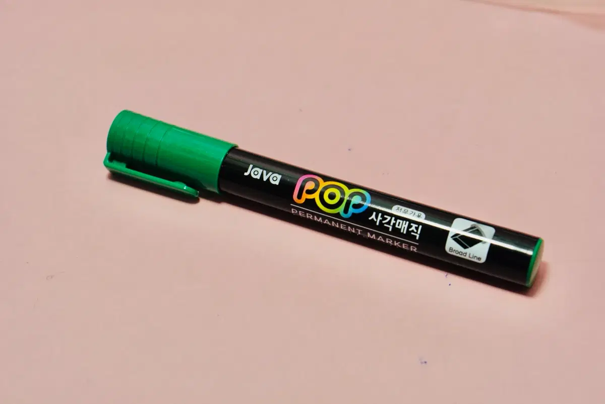 자바펜 POP 사각 유성 매직 6mm 초록색상 32개 세트