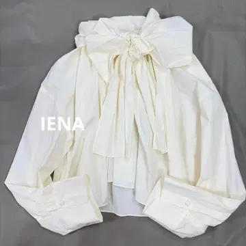 IENA 이에나 보타이 블라우스 베이지 긴팔 면