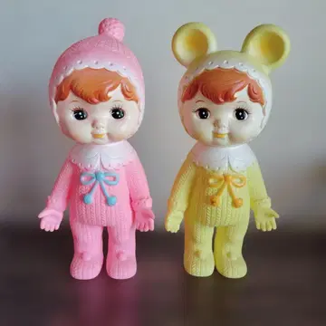나카요시 챠미 쨩 핑크 옐로우 컬러 쇼와 레트로 소프트 비닐