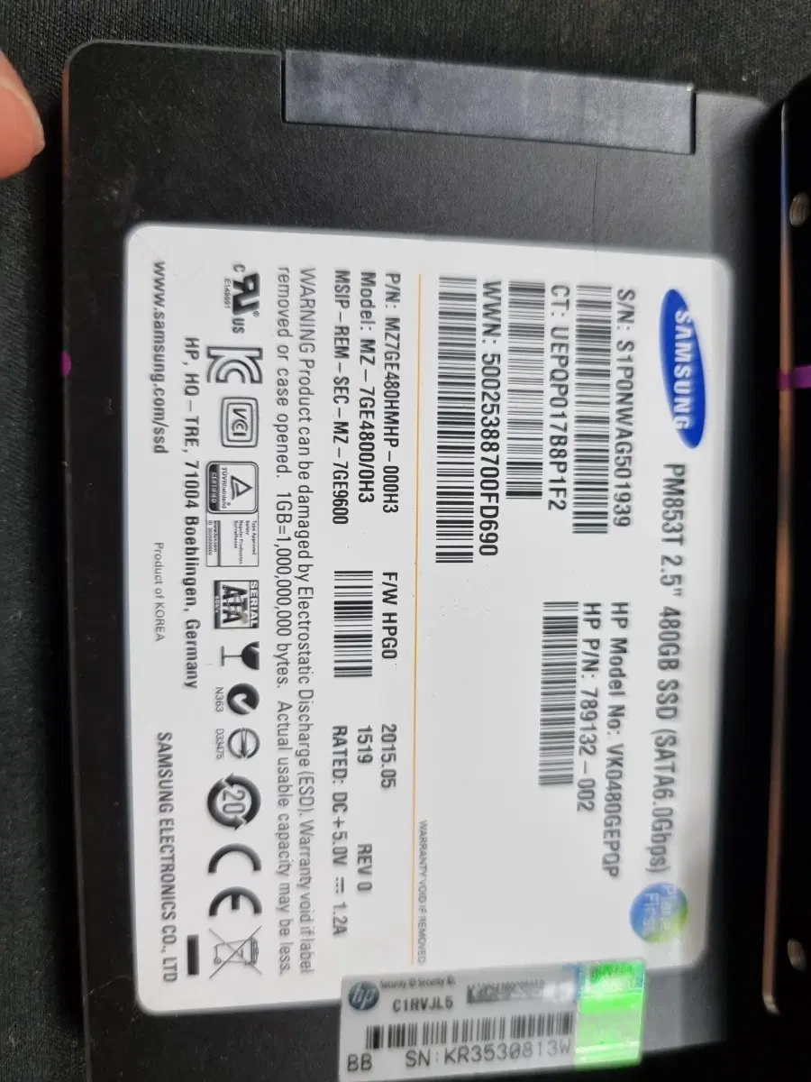삼성 PM853T 2.5인치 480GB SSD