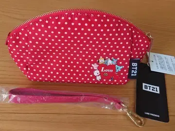 미사용 새상품 BT21 도트 무늬 스트랩 포함 파우치