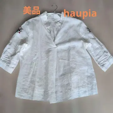 haupia 린넨 자수 블라우스 화이트