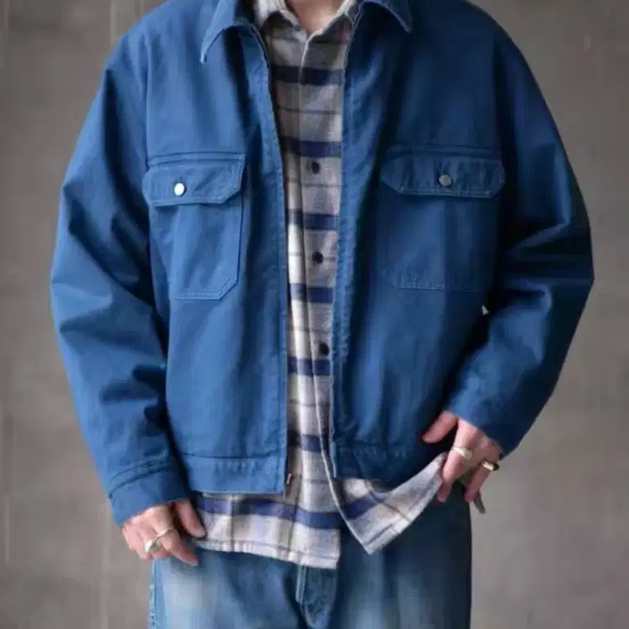 아프레쎄 26SS 빈티지 워크 자켓 블루 a.presse work blue