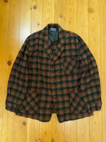 60s PENDLETON 옴브레 체크 보드 자켓 플란넬 셔츠 XL