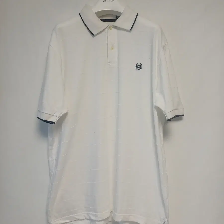 [L~XL] CHAPS 챕스 화이트 미니팁트 자카드 로고 자수 피케 폴로 셔츠
