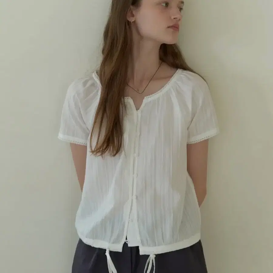 더미튼 블라우스 Foliage half blouse