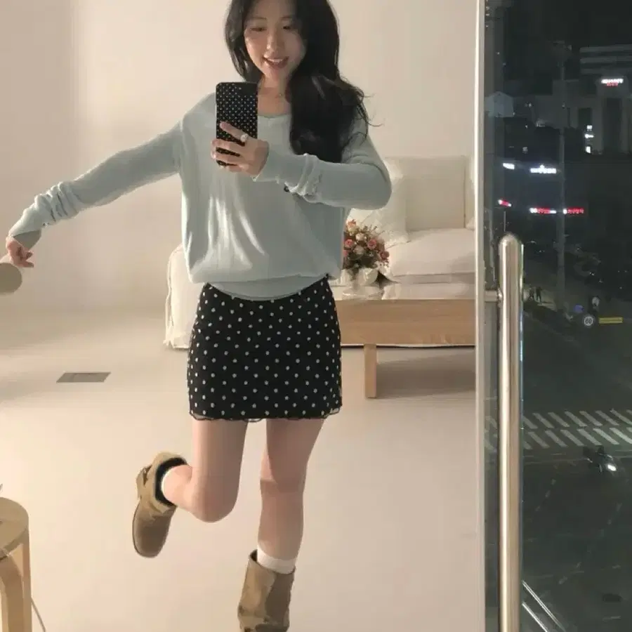 포우나인 속바지안감 트와일라잇 도트 쉬폰 sk