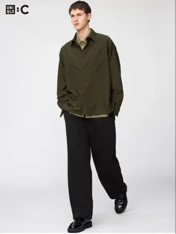 UNIQLO C 맨투맨 와이드 팬츠 L 블랙