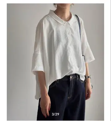 백 개더 반팔 셔츠 화이트