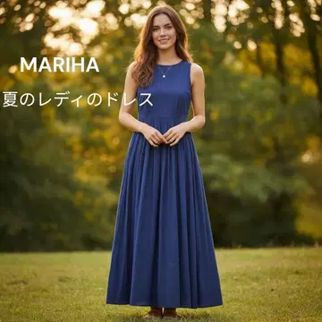 마리하 MARIHA 여름 레이디 드레스 네이비 퍼플 슬리브리스 원피스