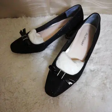 [새상품급] JILLSTUART 펌프스 블랙 라메 리본