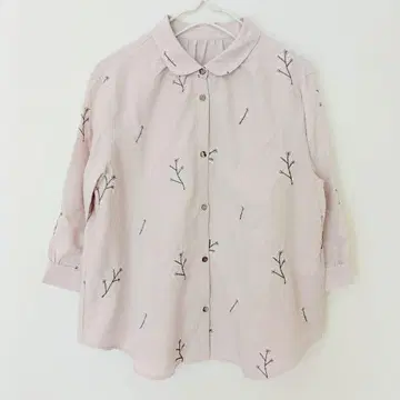 자수 둥근 카라 셔츠 L 사이즈