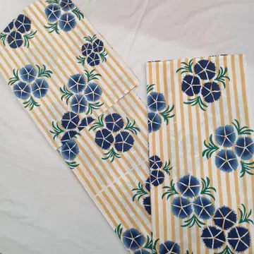 유카타 옐로우 컬러 스트라이프 패턴 나데시코 패턴 화장 72cm 광폭
