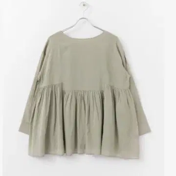 카구레 보일 개더 2WAY 블라우스 페플럼 카키 앞뒤 착용 가디건
