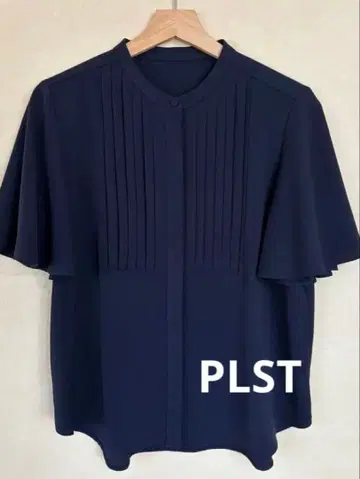 PLST 플라스테 조젯 프론트 턱 블라우스 반팔 봄/여름 네이비 L