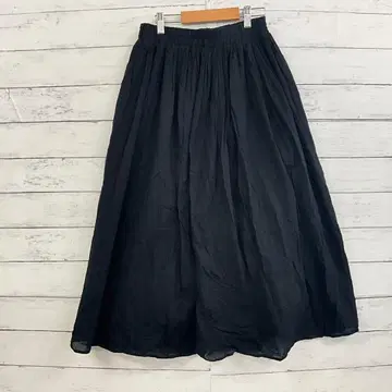 PALEMO STORE 블랙 롱 스커트 M 면 플레어 봄/여름 허리밴딩