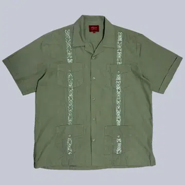 Maximos GUAYABERA 반팔 쿠바 셔츠 올리브
