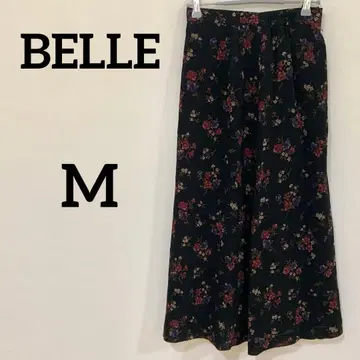 [ BELLE ] 꽃무늬 롱 스커트 플레어 블랙