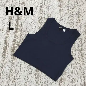 H&M 탱크탑 L 네이비 숏 기장 심플 슬리브리스 여름