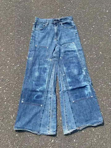 리메이크 플레어 데님 팬츠 더블니