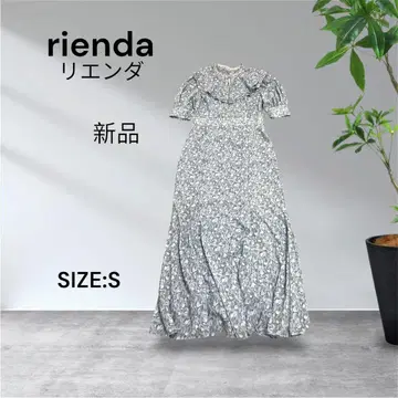 3199 새상품 rienda 꽃무늬 빅 칼라 머메이드 원피스 S