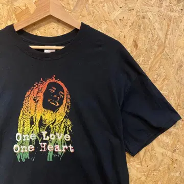 [레어] 밥 말리 One Love 길단 티셔츠 블랙 사이즈 XL