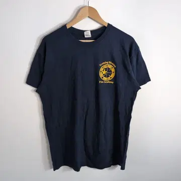 00s GILDAN Fire Academy 프린트 티셔츠 네이비