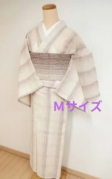 면린넨 시지라 줄무늬 패턴 유카타 기모노 겸용 M 사이즈