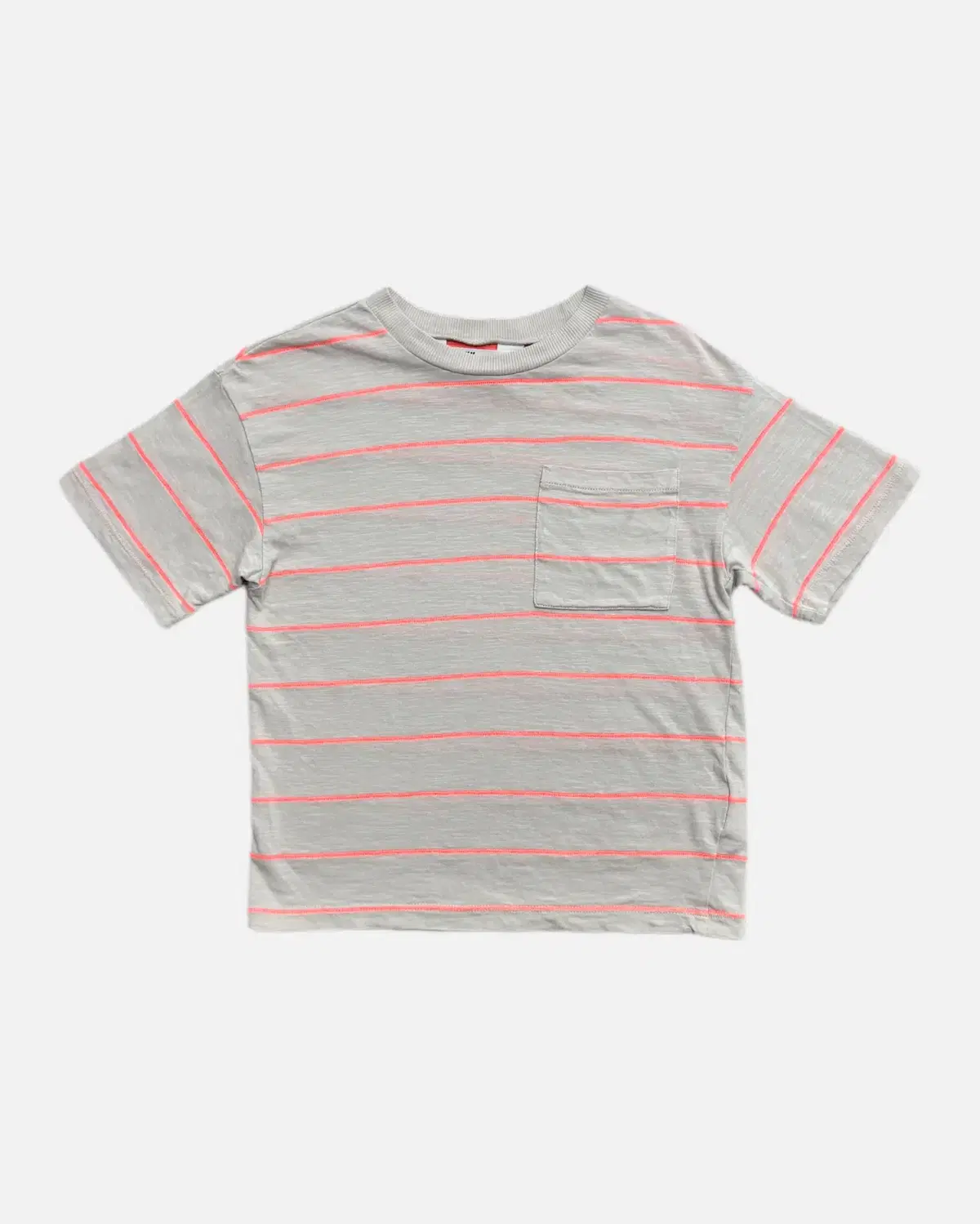 H&M 키즈 형광 단가라 반팔티 120