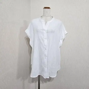 mysa 밴드 카라 반팔 셔츠 프렌치 슬리브 화이트 ( LL ) 비침