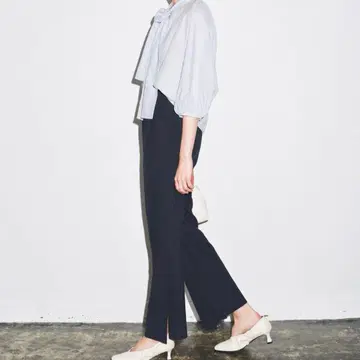 Mila Owen 미라 오웬 허리밴딩 밑단 단차 이지 팬츠 0 네이비