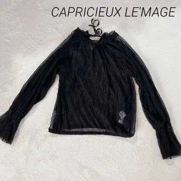 CAPRICIEUX LE'MAGE 시어 블라우스 블랙 긴팔 프릴