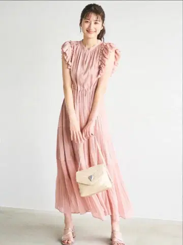 코코딜 플리츠 티어드 프릴 원피스