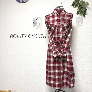 12416 BEAUTY & YOUTH 체크 무늬 셔츠 원피스