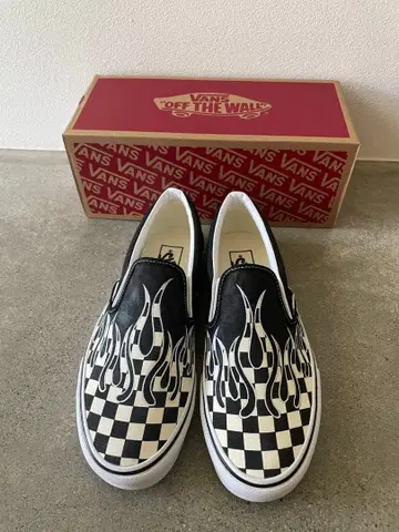 VANS 클래식 슬립온 체커보드 파이어