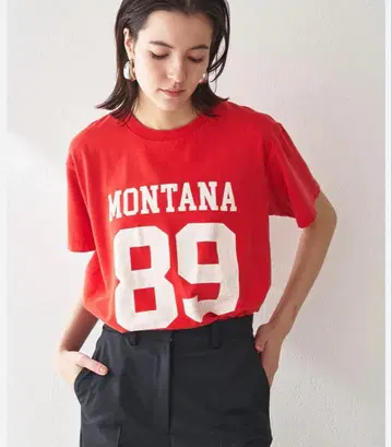 MONTANA 89 로고T셔츠 빨간색 여성용 WhimGazette