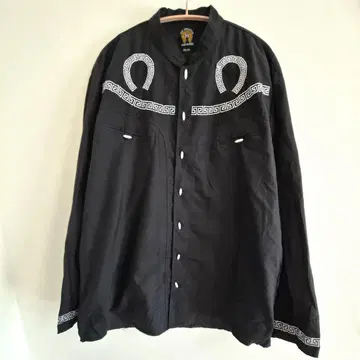 레어 웨스턴 셔츠 긴팔 자수 3L 블랙 면 데일리 오버 사이즈