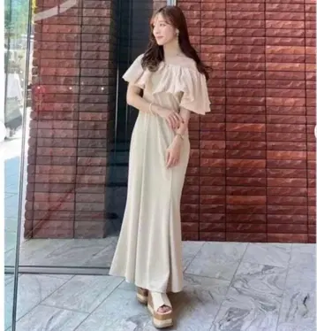 COCO DEAL 오프숄더 벌룬 케이프 컷 원피스