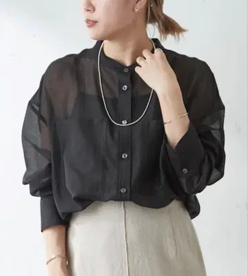 SHENERY 시너리 시어 블라우스 긴팔 블랙