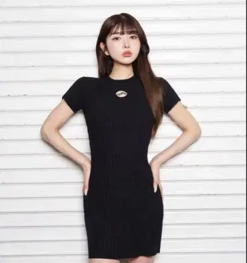 Darich 엠블럼 리브 니트 미니 원피스