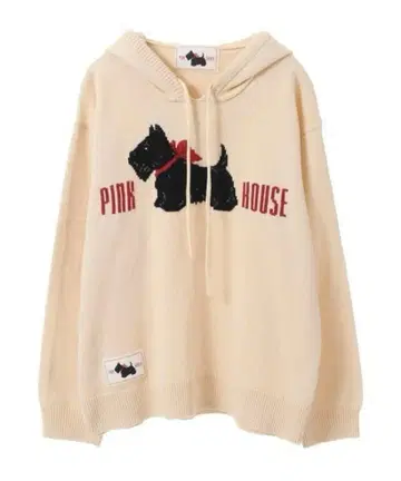 PINK HOUSE 스코치 테리어 모티브 후드 니트