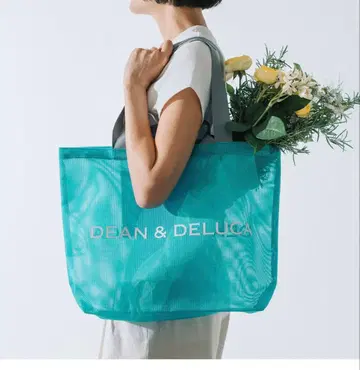 DEAN & DELUCA 메쉬 토트백 터콰이즈 L 사이즈