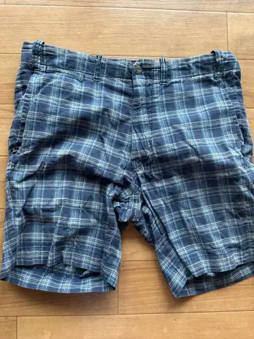 랄프 로렌 체크 무늬 숏팬츠 블루 계열