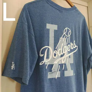 다저스 자수 반팔 T셔츠 백프린트 LA로고 MLB 공식 블루