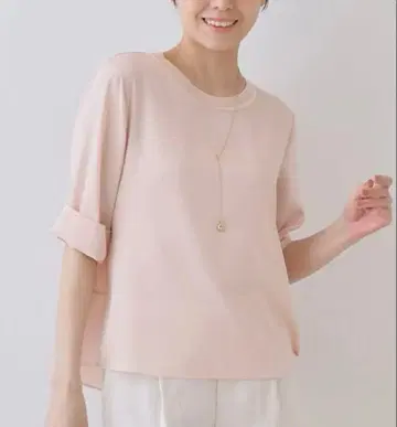 INDIVI 인디비 7부 소매 블라우스 티셔츠 핑크 38 M
