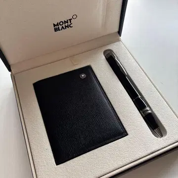 [ 미사용 새상품 ] MONTBLANC 명함지갑 볼펜 세트 블랙