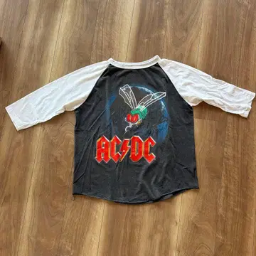 AC/DC 티셔츠 밴딩 래글런 티