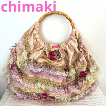 레어 chimaki 치마키 핸드백 전체 레이스 가마구치 장식 꽃무늬 일본제