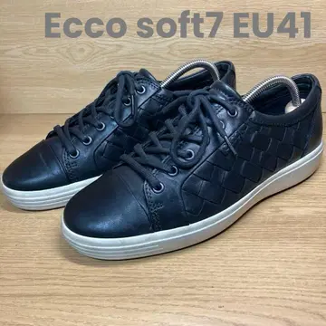 ecco soft7 woven tie 가죽 스니커즈 약 26cm 블랙